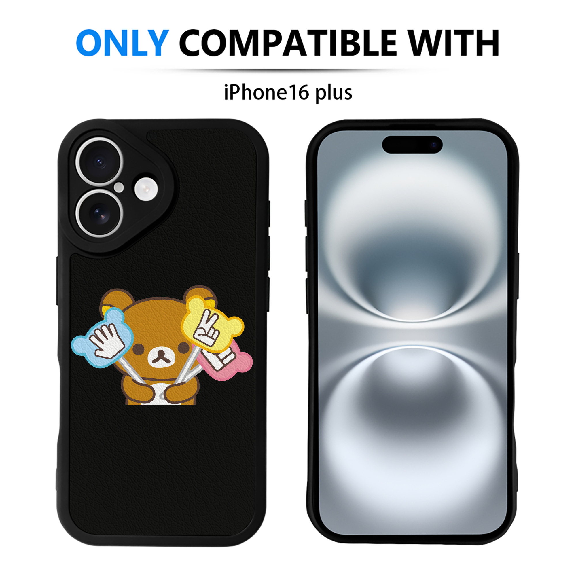（画像用） リラックマ リラックマ キイロイトリ Rilakkuma Korilakkuma Kiiroitori 【iPhone 16シリーズ対応】シリコンスマホケース（レザー調） 材質：シリコン